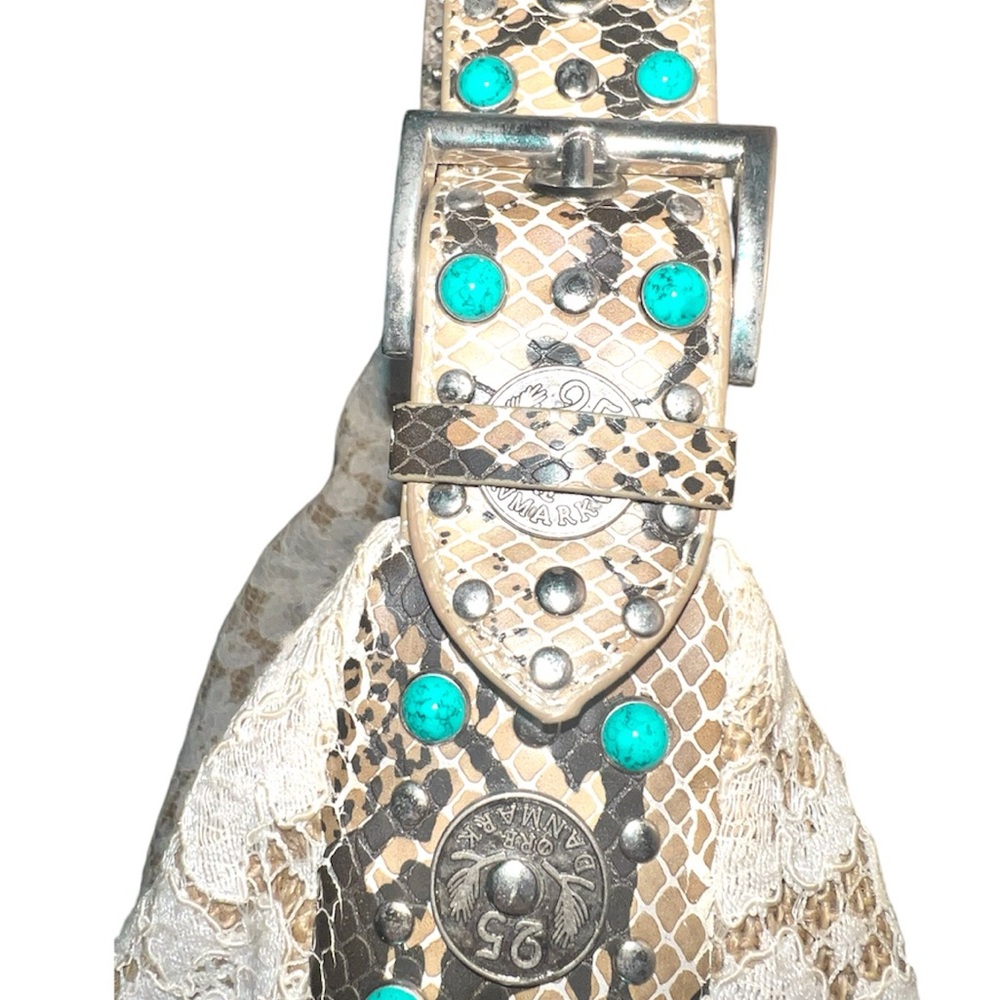 𝐁𝐑𝐀𝐂𝐂𝐈𝐀𝐋𝐈𝐍𝐈 | VINTAGE WHITE LACE AND PYTHON LEATHER SHOULDER BAG - Picture 5 of 14